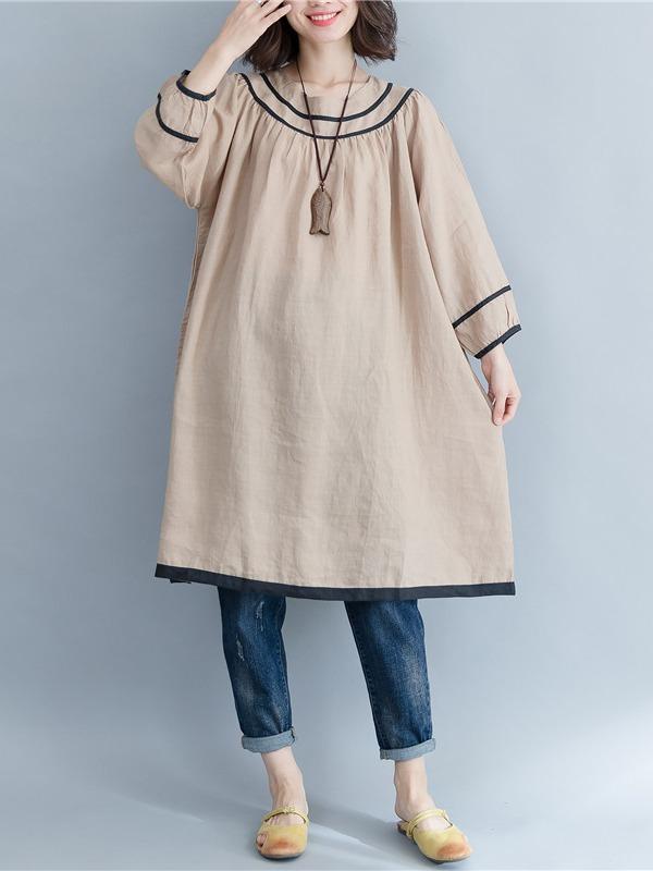 VINTAGE ROUND-NECK PRINTED MIDI DRESS - Zebrant