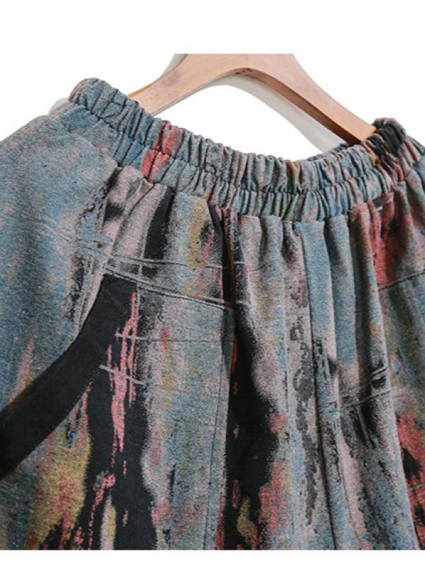 GRAFFITI ELASTIC WAIST THICKEN CASUAL HAREM PANTS