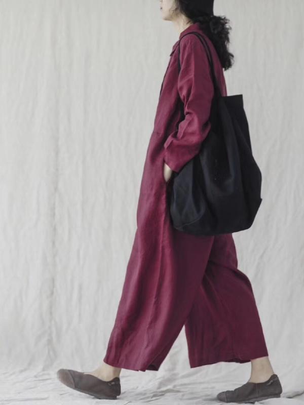 Retro Linen Overalls Jumpsuits