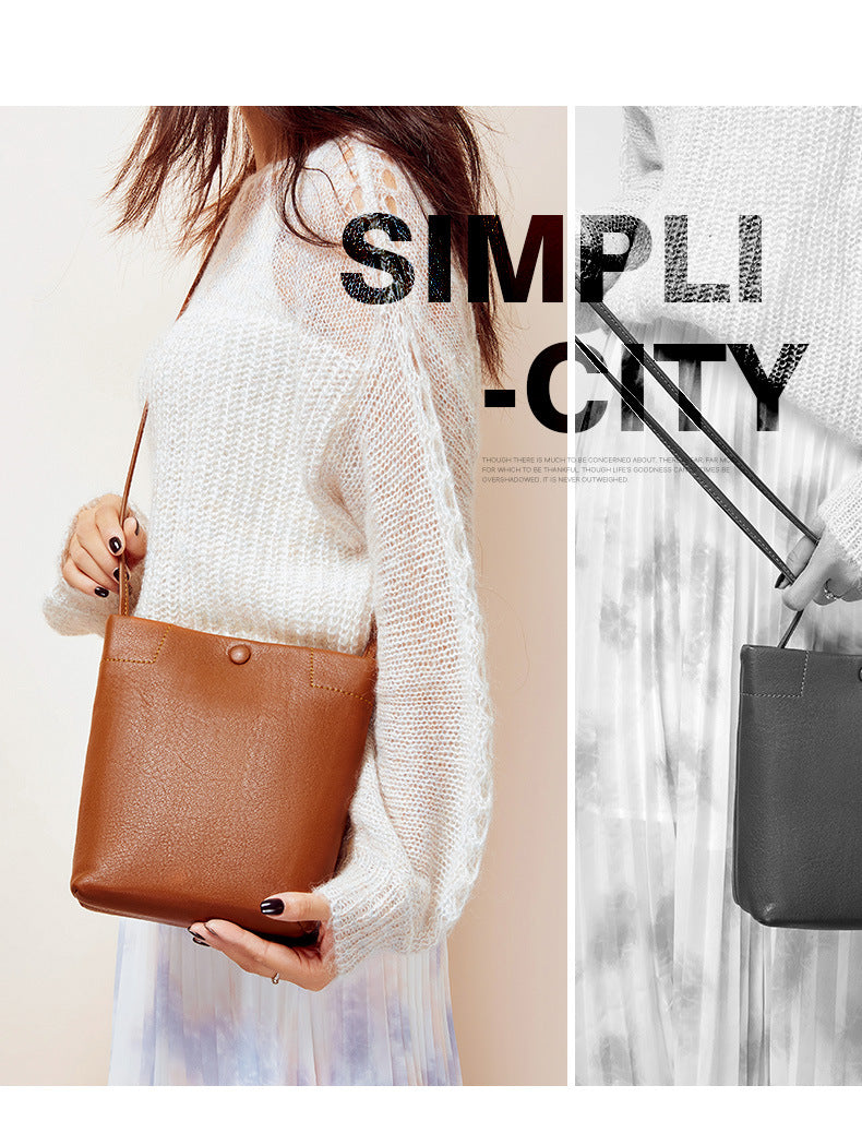 Leopard pleated shoulder soft cowhide bucket bag