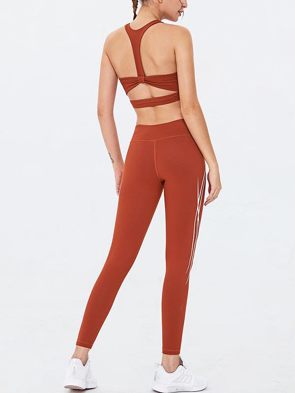 Printed Wrap Backless Yoga Suits