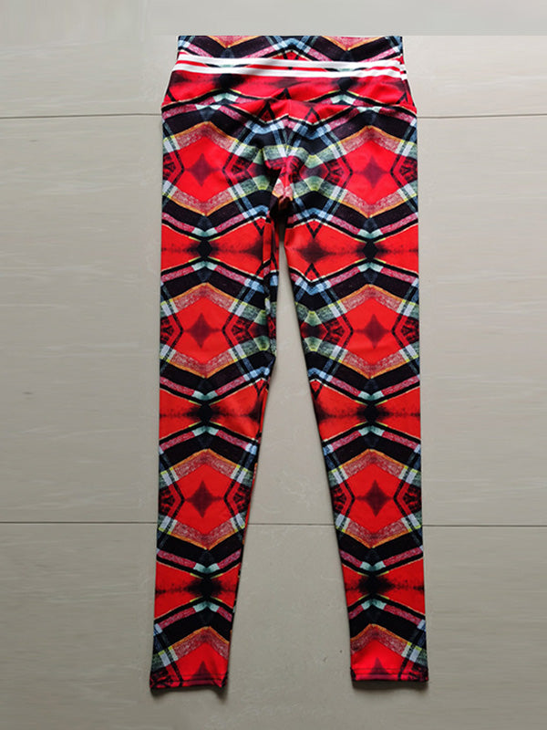 Color Plaid Digital Print Yoga Pants
