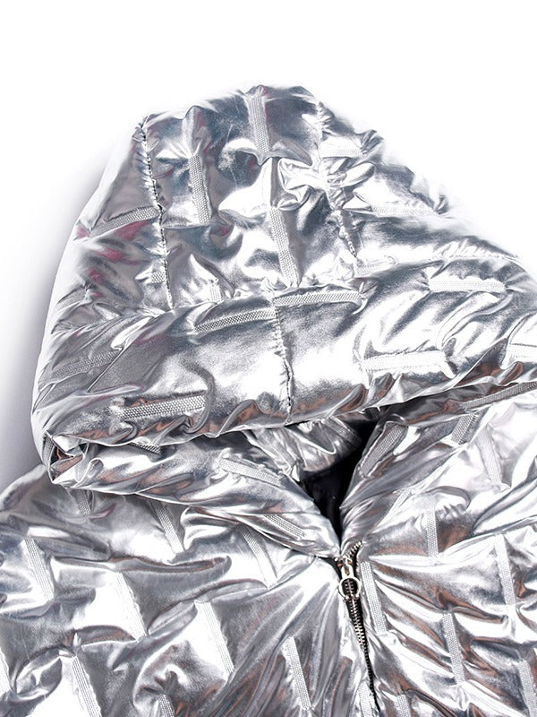 LOOSE HOODED PADDED LONG COAT