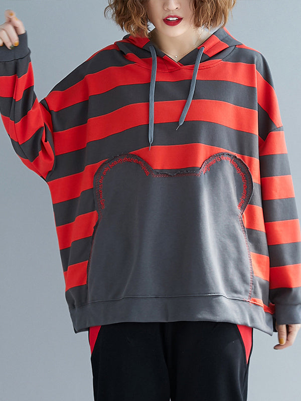CASAUL STRIPED EMBROIDERED SPLIT-JOINT SWEATSHIRT