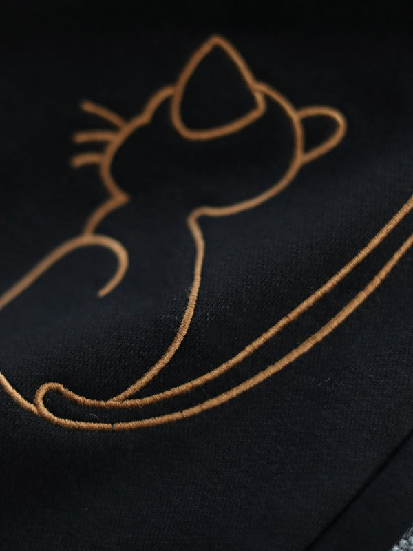 LOOSE CARTOON EMBROIDERY VELVET PANTS