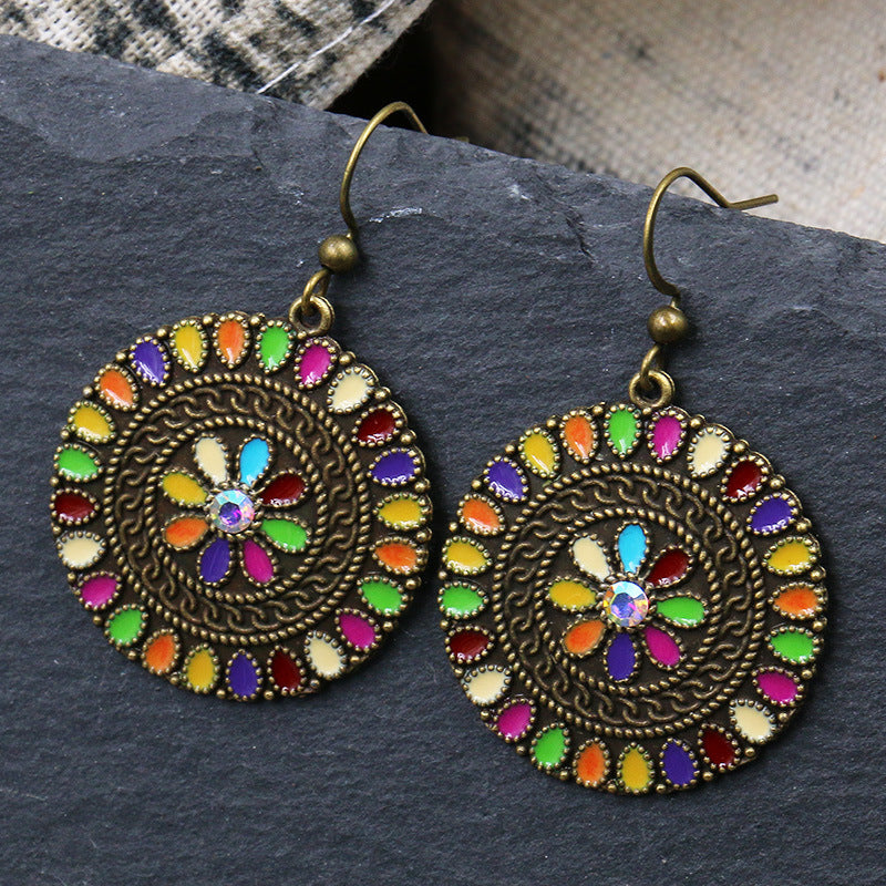 Fashion leaf inlaid color earrings