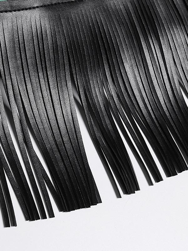 Loose Spliced Tasseled Sequined A-Line Dress