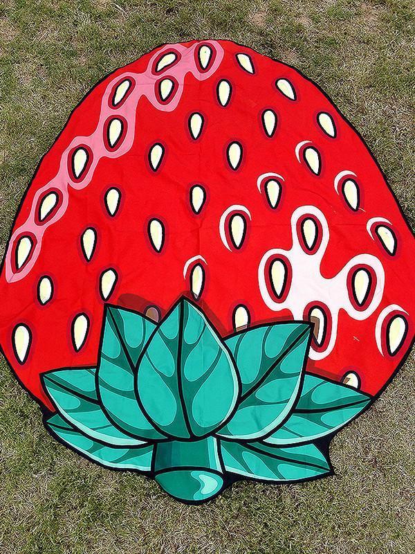 Sweet Strawberry Vacation Round Scarve Shawl Beach Mat