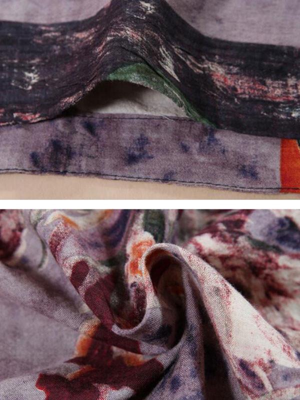 Summer Retro Printing Loose Red Dress