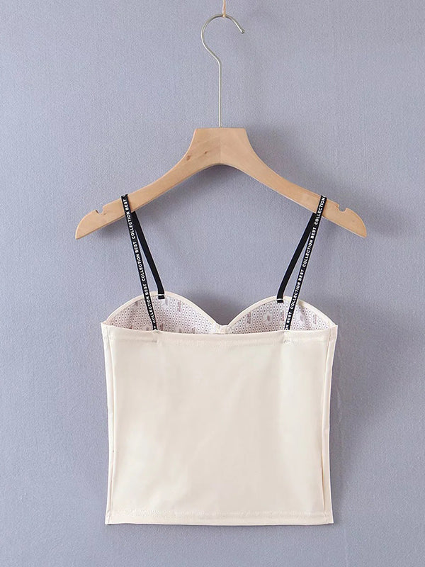 Leather Split-Joint Spaghetti-Neck Vest