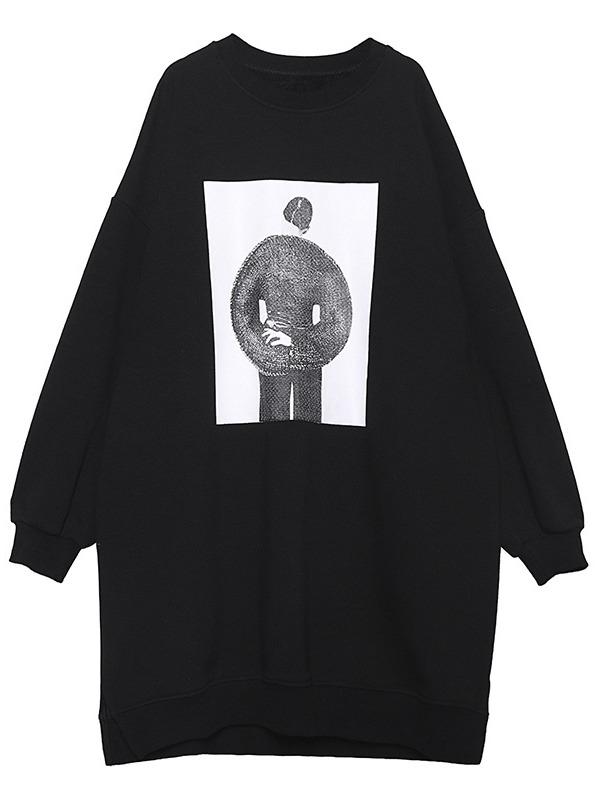 PRINTED ROUND NECK LOOSE SWEATSHIRT - Zebrant