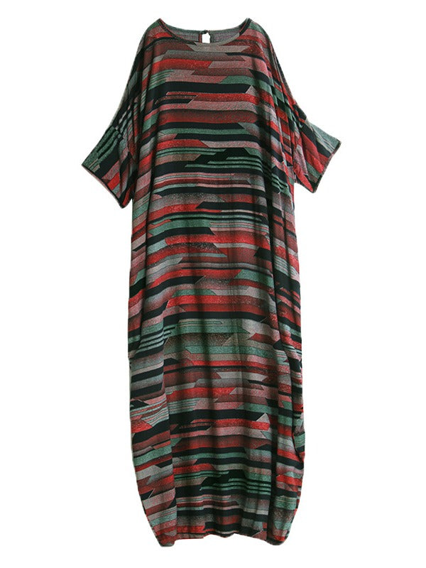 CASUAL PLUS SIZE LOOSE PRINTED MAXI DRESS