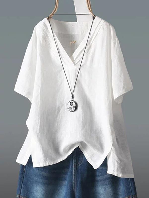 Casual V-neck Short Sleeve T-shirt