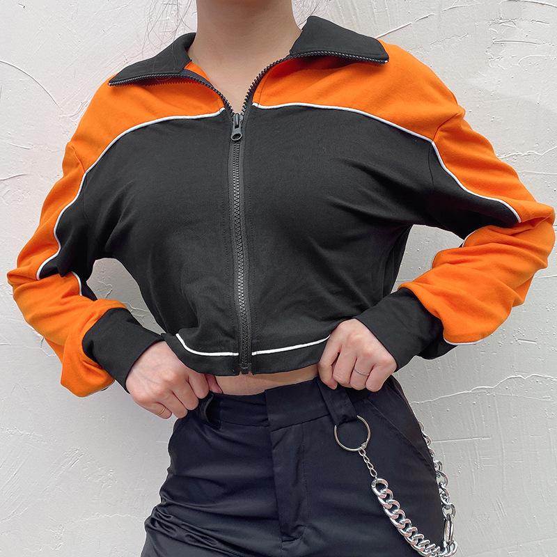 Stand Collar Zipper Crop Jackets ACTIVE WEAR - Zebrant