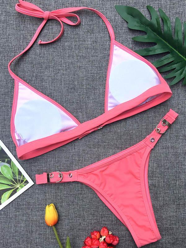 Sexy Backless Plain Bikinis Swimwear