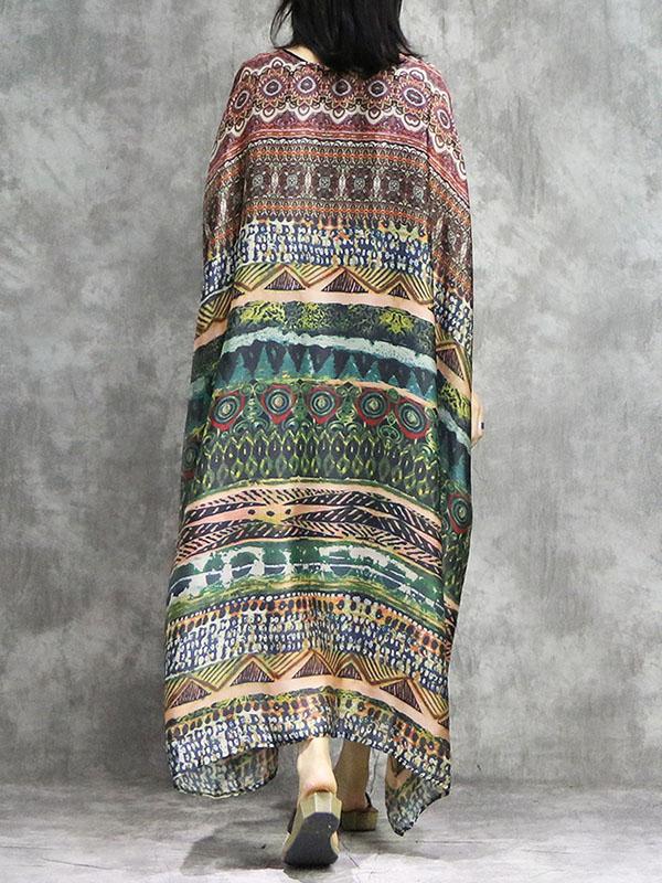 National Silk Batwing 2-Pieces Long Dress