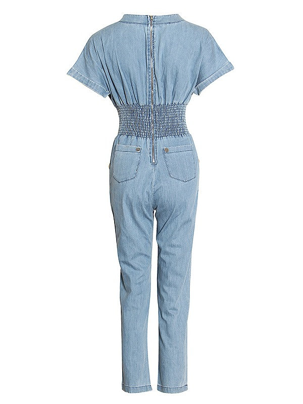 ORIGINAL PLEATS ELASTICITY ZIPPER JUMPSUITS