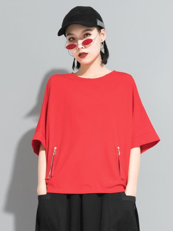 Casual Zipper Half-Sleeve T-Shirts