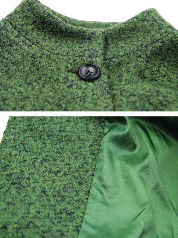 women casual loose woolen coat green
