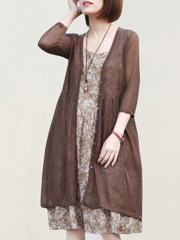 Linen Solid Knitting Sunscreen Outwears