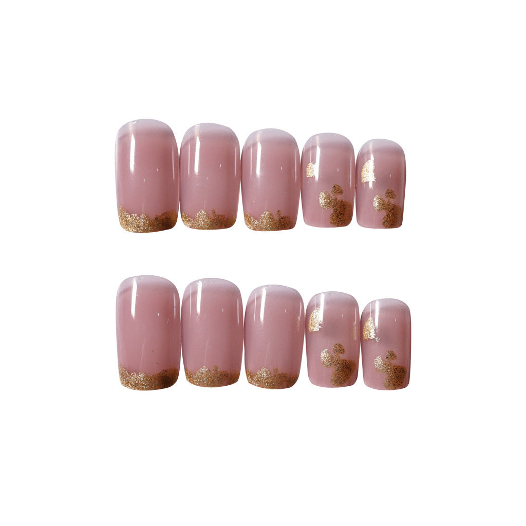 Naked color transparent gentle gold foil PRESS ON NAILS