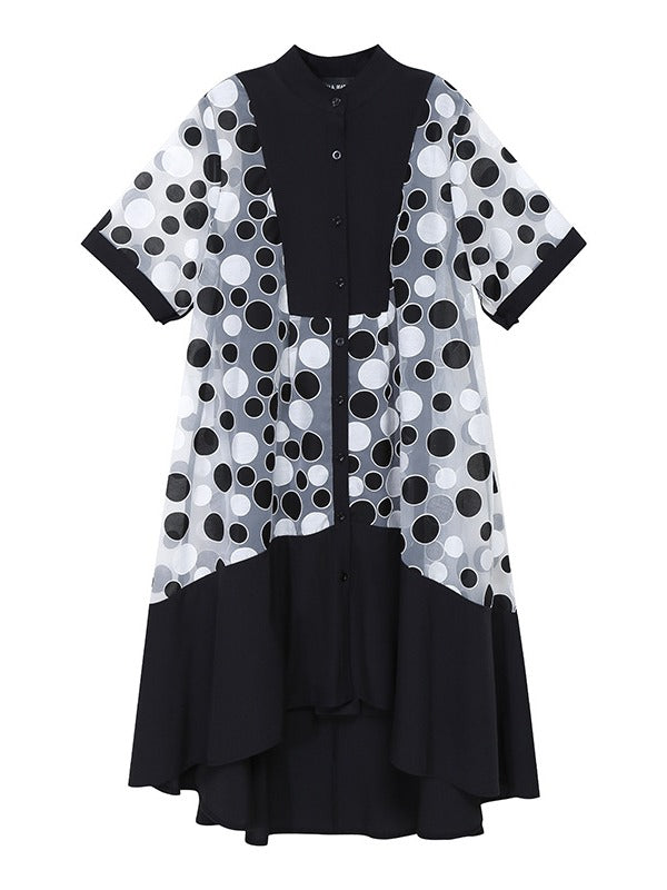 LOOSE MESH POLKA-DOT TWO-PIECES MIDI DRESS