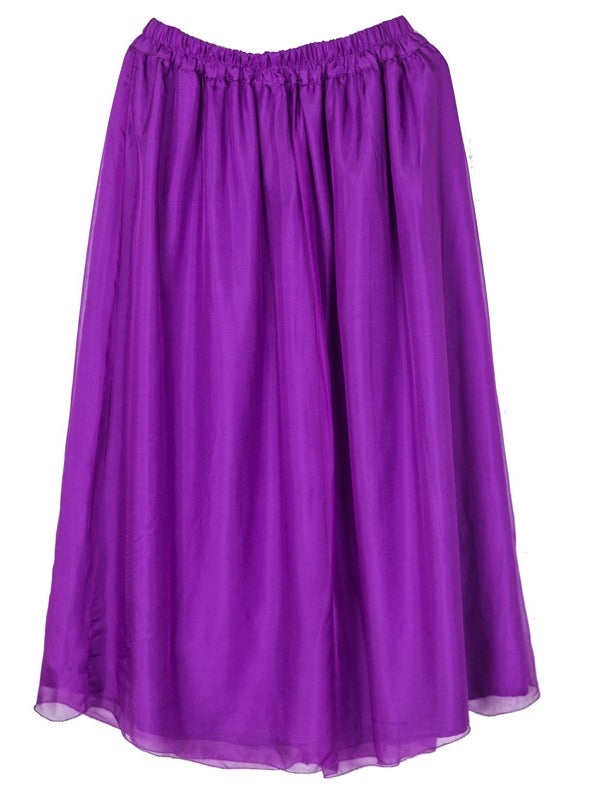 LOOSE PURPLE PLEATED SILK SKIRT