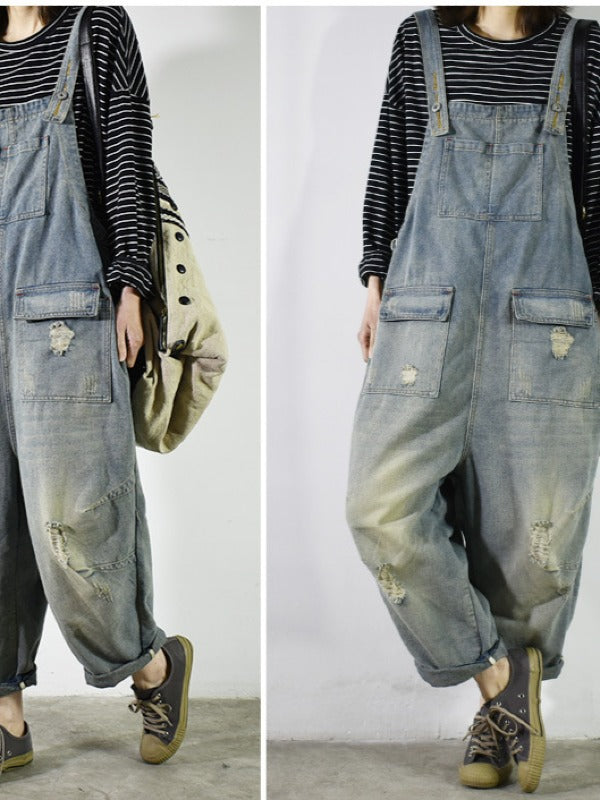 Vintage Casual Loose Sleeveless Overalls