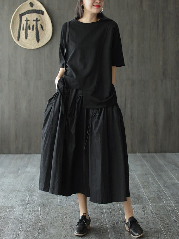 Loose Cropped White Round Neck T-Shirt