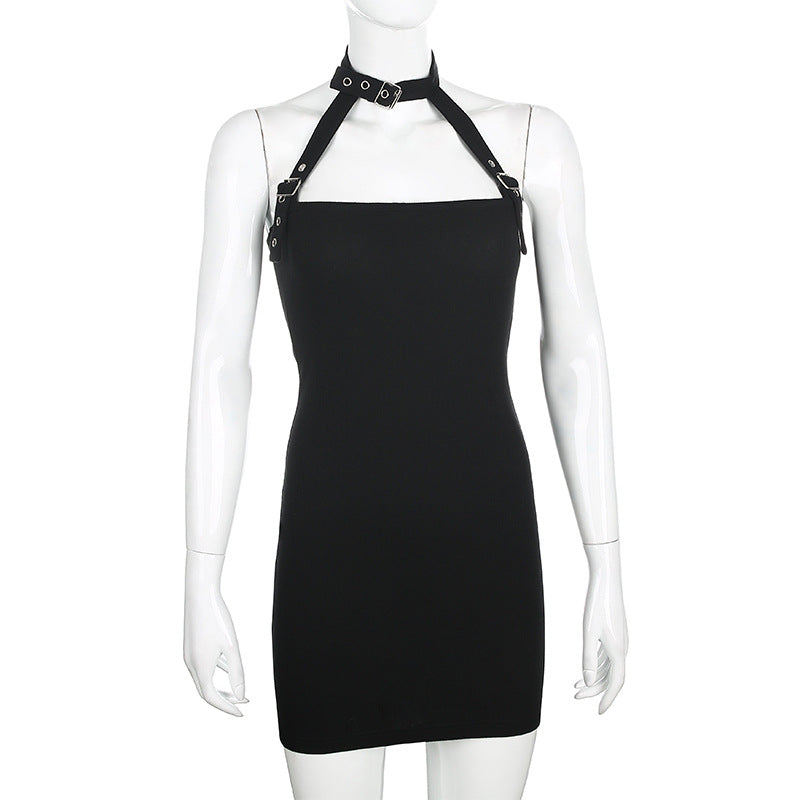 Sexy Slim Irregular Halter Corn Sling Dress Backless Skirt ACTIVEWEAR