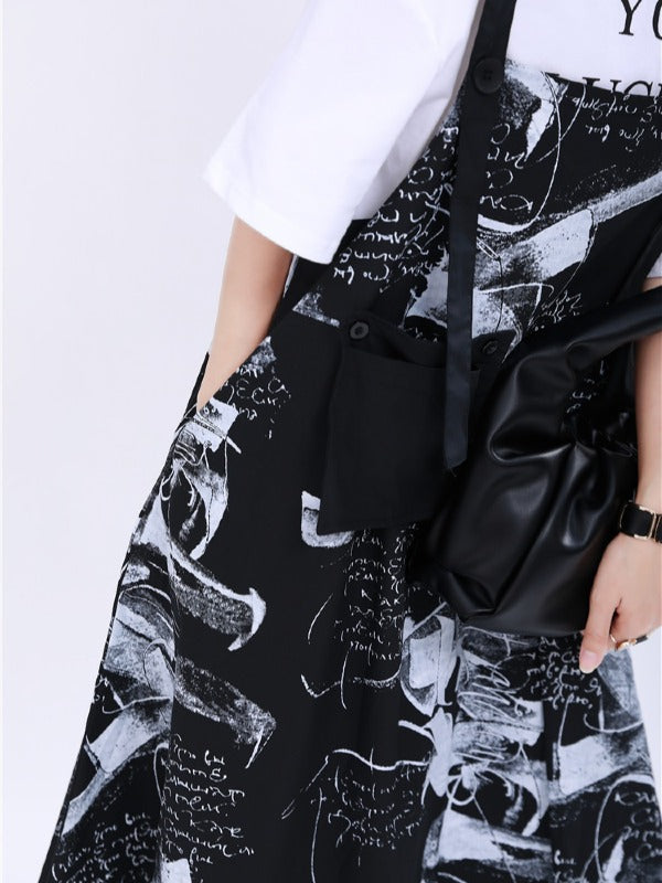 LOOSE BIG-HEM GRAFFITI SLIP DRESS