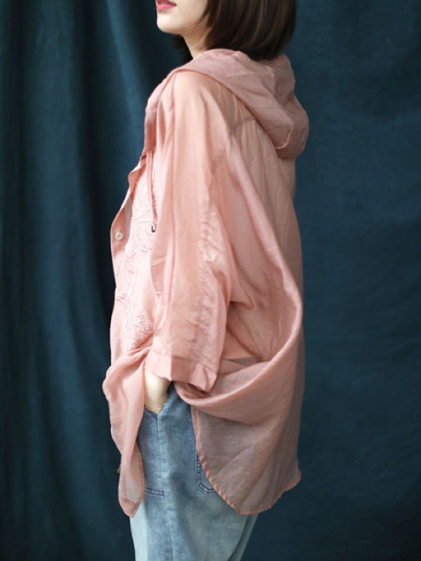 VINTAGE EMBROIDERED LINEN SUN-PROOF THIN OUTWEAR