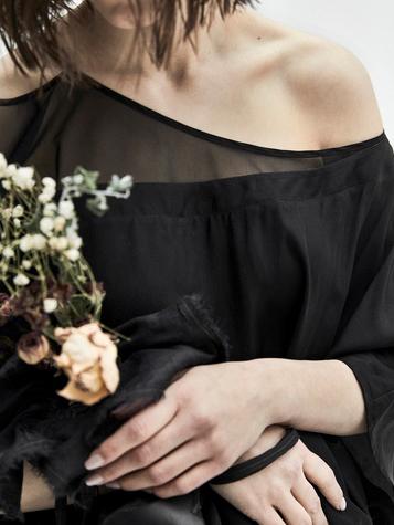 Urban Black Split-joint See-through Long Dress