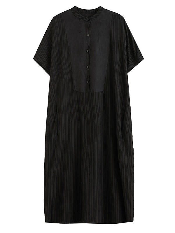 LOOSE STRIPED SPLIT-JOINT MIDI-DRESS