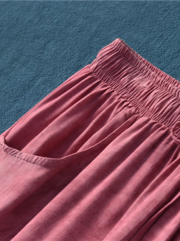 CASUAL COMFORTABLE SOLID WIDE-LEG PANTS