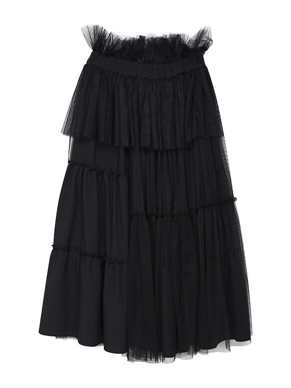 New Empire Solid Pleated Gauze Skirt