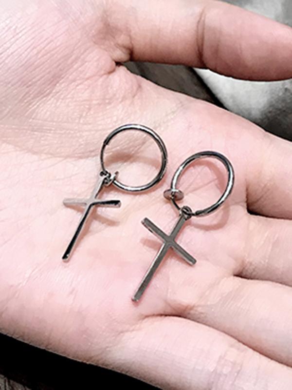 Literary Simple Cross Earrings