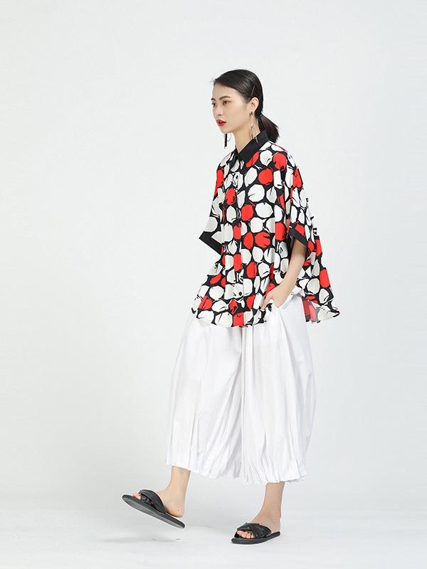 Loose Polka-Dot Cropped T-Shirt Tops