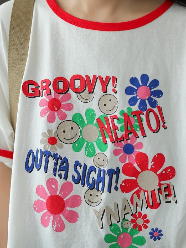 Retro Loose Round Neck Short Sleeve Top