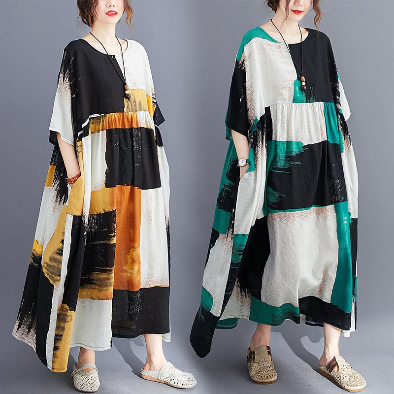 Loose Split-Joint Big-Hem Long Dress