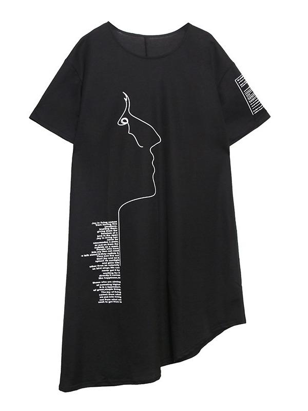 Fashion Irregularity Letter Print Dress