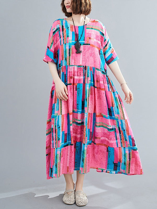 ORIGINAL PLAID ROUMD-NECK DRESS