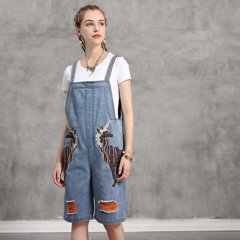 pants retro embroidery big size split pants