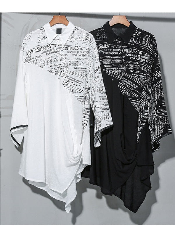 LOOSE CROPPED LETTERED PRINT SHIRT