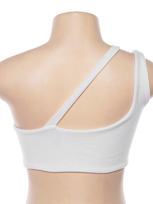 One Shoulder Solid Color Yoga Tops