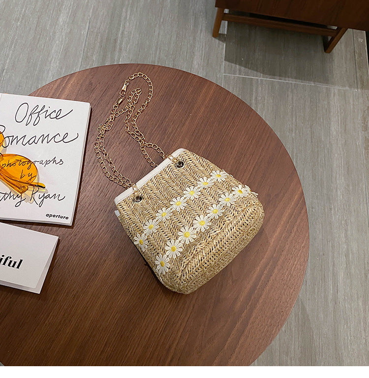 Straw bucket bag national style messenger bag