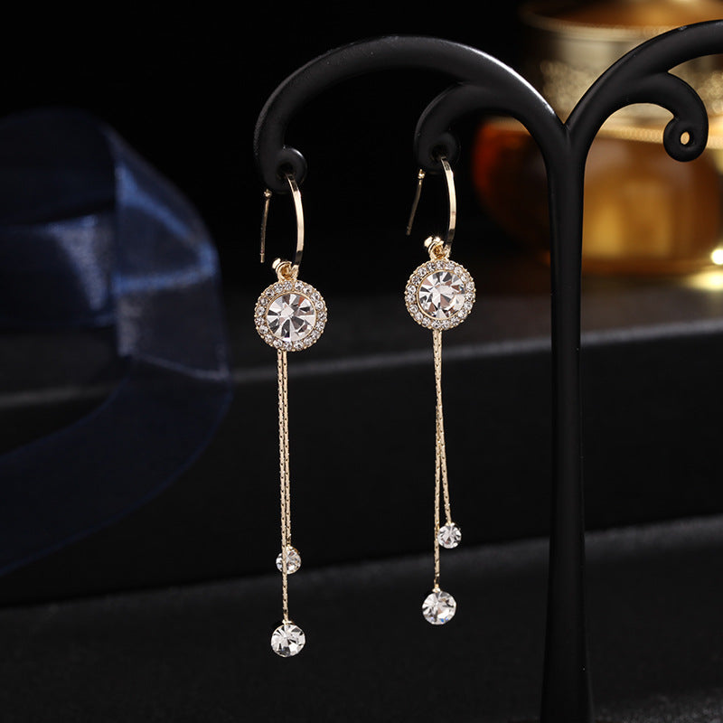 C-ring long purple Tassel Earrings