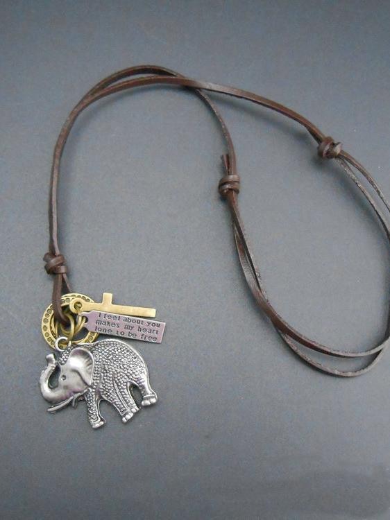 Punk Elephant Pattern Necklaces Accessories