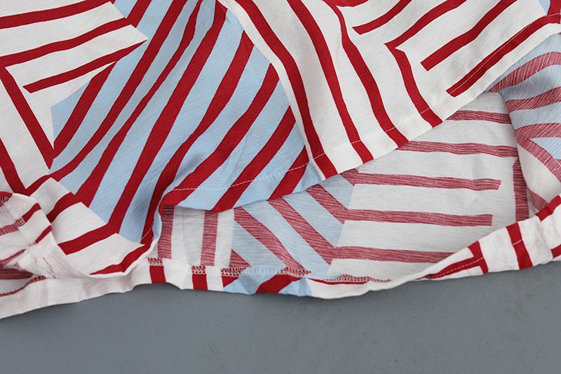 Women Loose Stripe Splicing Short Sleeve Dress