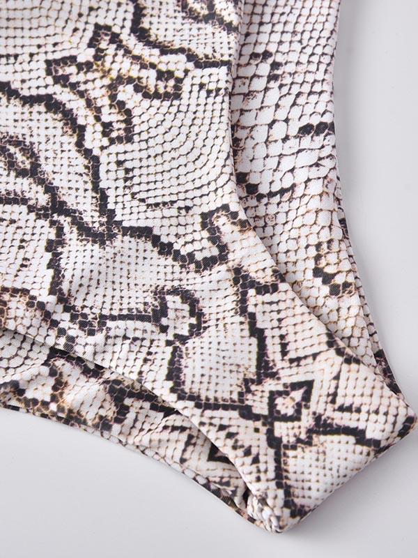 Snake-Print Split-Joint Split Bikini Swimsuit